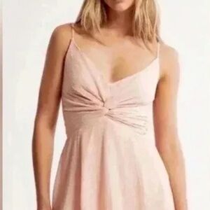 Abercrombie & Fitch Pink Crinkle Texture Twist-Front Mini Dress | Size Small